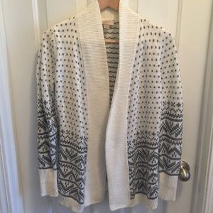 Loft Outlet White and Gray Cardigan Sweater